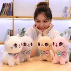 Милая кукла-Кот с большими глазами, 25-45 см, галстук-бабочка, кошка, мягкая плюшевая игрушка-животное, кукла, отличный подарок для детей на день рождения