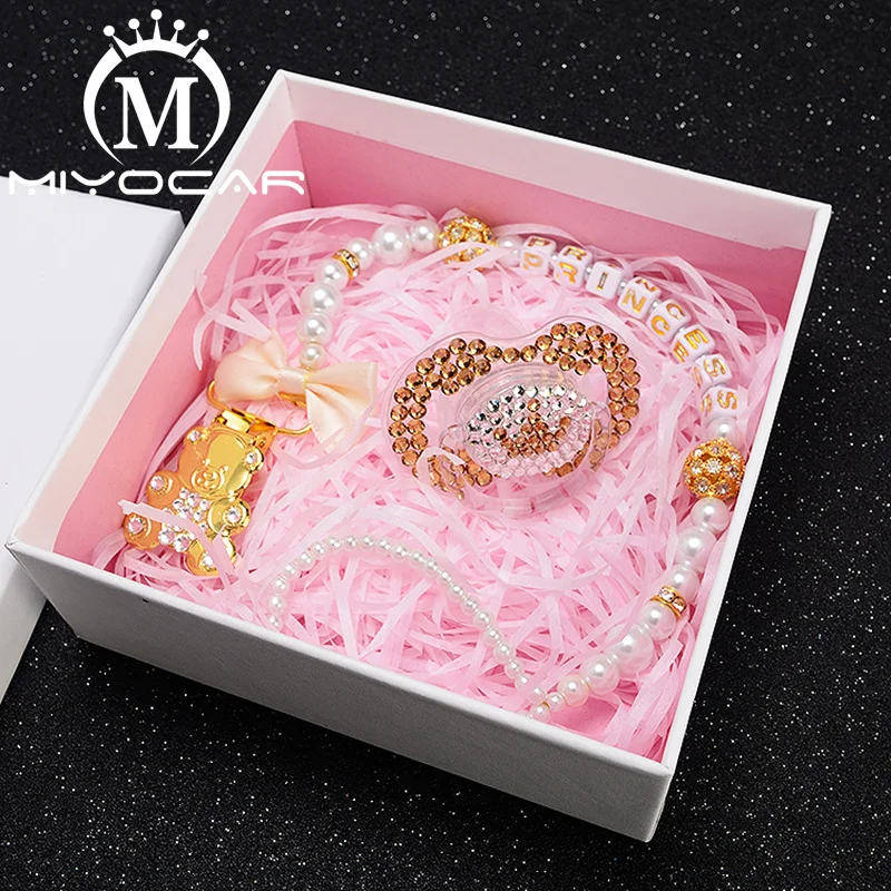 MIYOCAR золото bling Медвежонок соска клип держатель с зажимом для соски пустышки