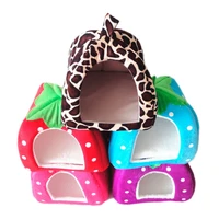free shipping foldable cat dog kennel warm cushion strawberry shape sponge pet house dog nest d0014