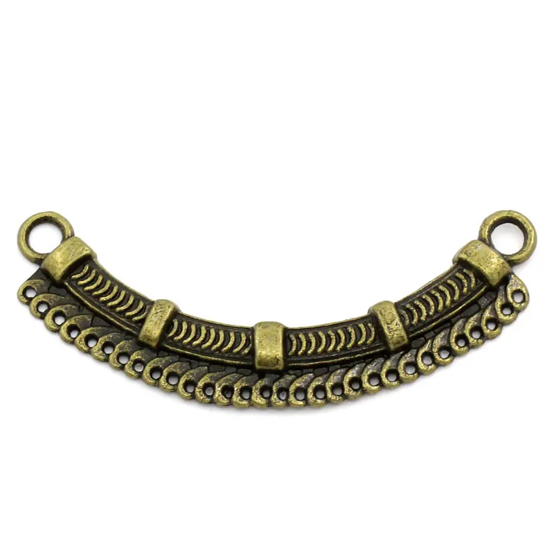 

DoreenBeads Zinc metal alloy Connectors Findings Arc Antique Bronze Stripe Pattern Color Plated 6.9cm(2 6/8")x 24mm(1"),2 PCs