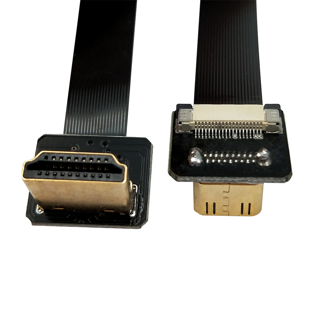 Danspeed 20 см M/M HDMI type A к Mini HDMI штекер под углом HD tv FPV плоский кабель для телефона камеры ТВ подключения
