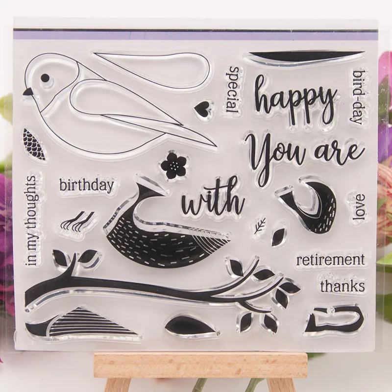 Bird Tree Branch Words Transparent Clear Silicone Stamp for Seal DIY Scrapbooking Photo Album Decorative Sheets | Дом и сад