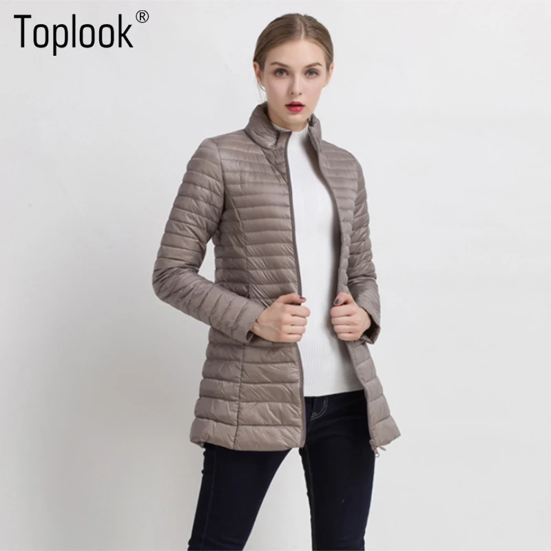 Toplook Long Light Down Jacket Womens 2017 Winter New Sleeve Stand-Collar Warm Coats High-Quality Fitness Jackets | Женская одежда