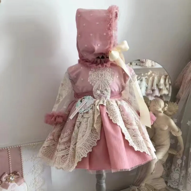 2019 Spring Spanish Children's Clothing Court Girl Lace Embroidery Princess Dress Baby Birthday Communion G136R | Детская одежда и