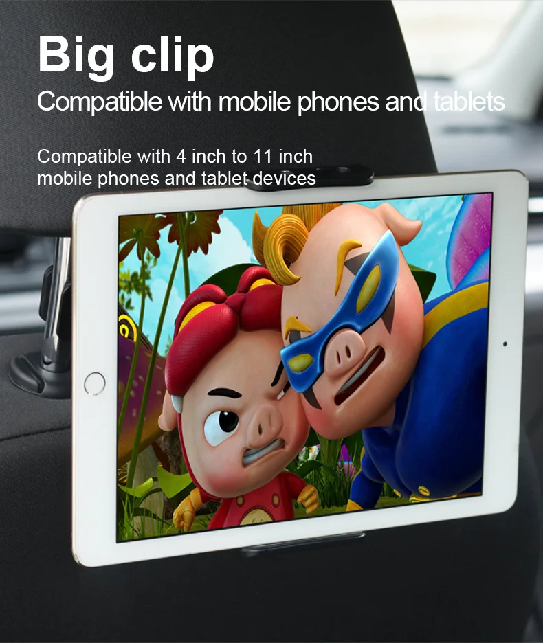 

Car Back Seat Phone Tablet PC Holder For iPhone Samsung iPad 360 Degree Rotation 4"-11" Car Mount Headrest Bracket Stand Styling