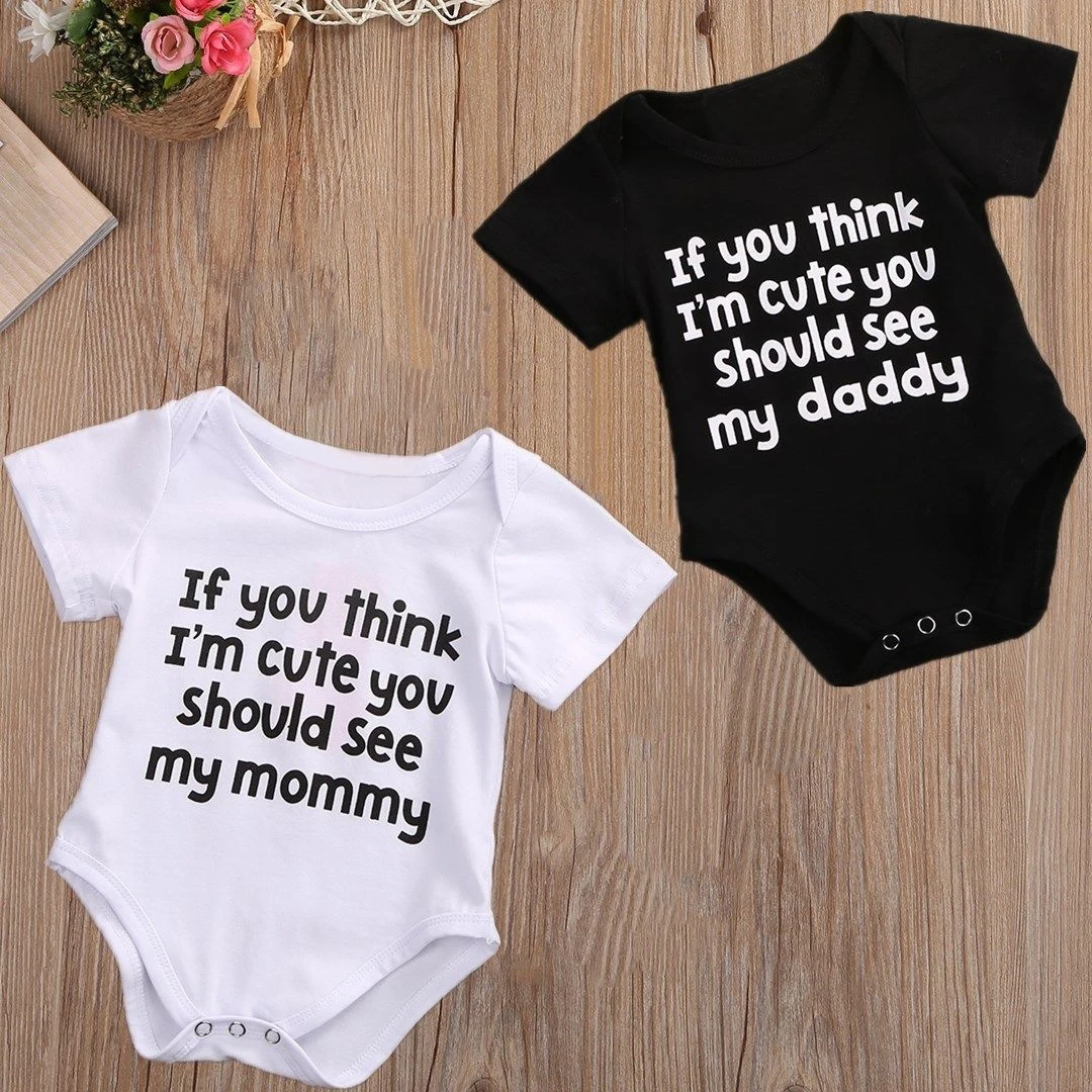 

Shirerty Newborn Baby Girl Boy Bodysuit Cotton Infant Baby Onesie Jumpsuit Clothes Outfits Daddy Mommy Gift