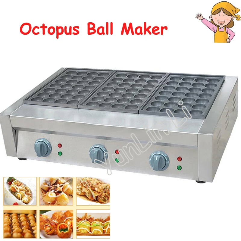 

Grilled Fish Ball Machine Commercial Octopus Ball Machine Fish Egg Furnace Electric Three Board Fish Furnace FY-3