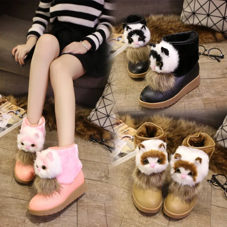 2017 новый зимний снег сапоги женские низкие ботинки снега теплый помощь волосы