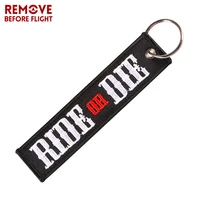 remove before flight motorcycles and cars key chain embroidery ride or die key tag handbag keychain chaveiro para carro