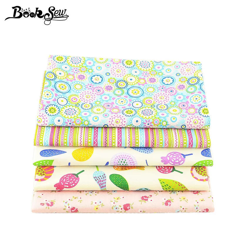 Booksew 5 шт./лот 40 см x 50 100% хлопок саржевая цветочная ткань краска для скрапбукинга