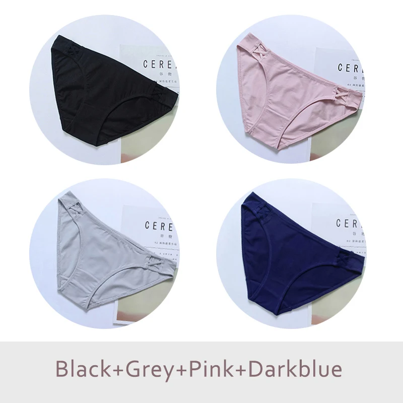 BlackGreyPinkDBlue 4 шт. в упаковке! Сексуальные трусики из хлопка, бесшовное женское нижнее белье, трусы, мягкое шелковое нижнее белье, трусы DULASI, женские бикини, трусы DULASI - Цвет: BlackGreyPinkDBlue