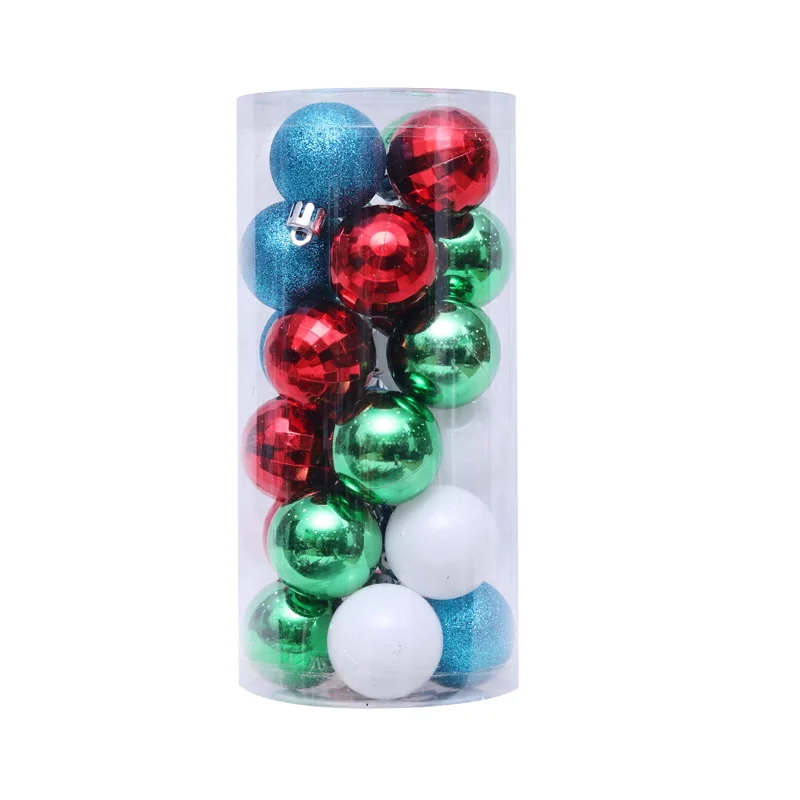 G 24pcs 4cm Red Green White Christmas Balls Tree Decoration Plastic Ball New Year Xmas Ornaments Tree Hanging Ball Ornament - Цвет: G