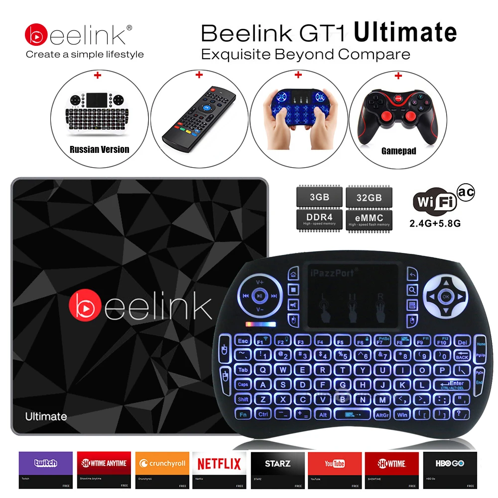 Beelink GT1 Ultimate tv Box 3g 32G Amlogic S912 Восьмиядерный процессор DDR4 2 4G + 5 8G двойной WiFi Android 7 1