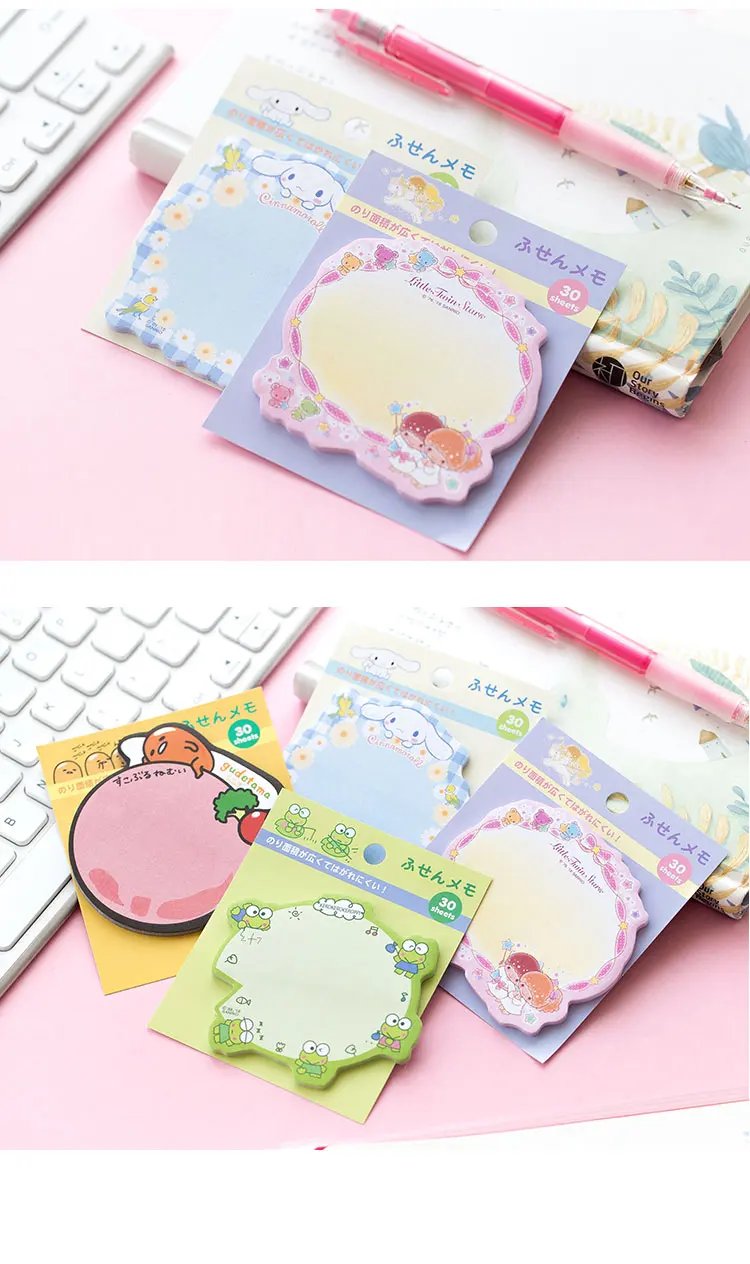 30 pages /Pack Melody Frog Dog Twin Stars Memo Pads Sticky Notes Student Stationery