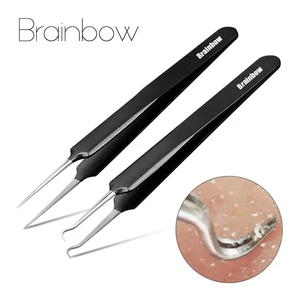 Пинцеты Brainbow 2 шт. для удаления черных точек, игла для лечения акне, очиститель пятен прыщей, набор инструментов для ухода за кожей