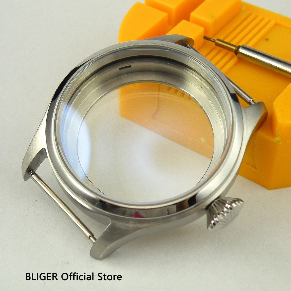 

Polished 47MM BLIGER Stainless Steel Watch Case Fit For ETA 6497 6498 Hand Winding Movement C6