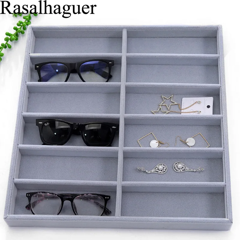 

Luxury Ice Gray 12 Grids Sunglasses Display Box Sunglasses Display Glasses Display Props Jewelry Organizer Tray Fashion Cases