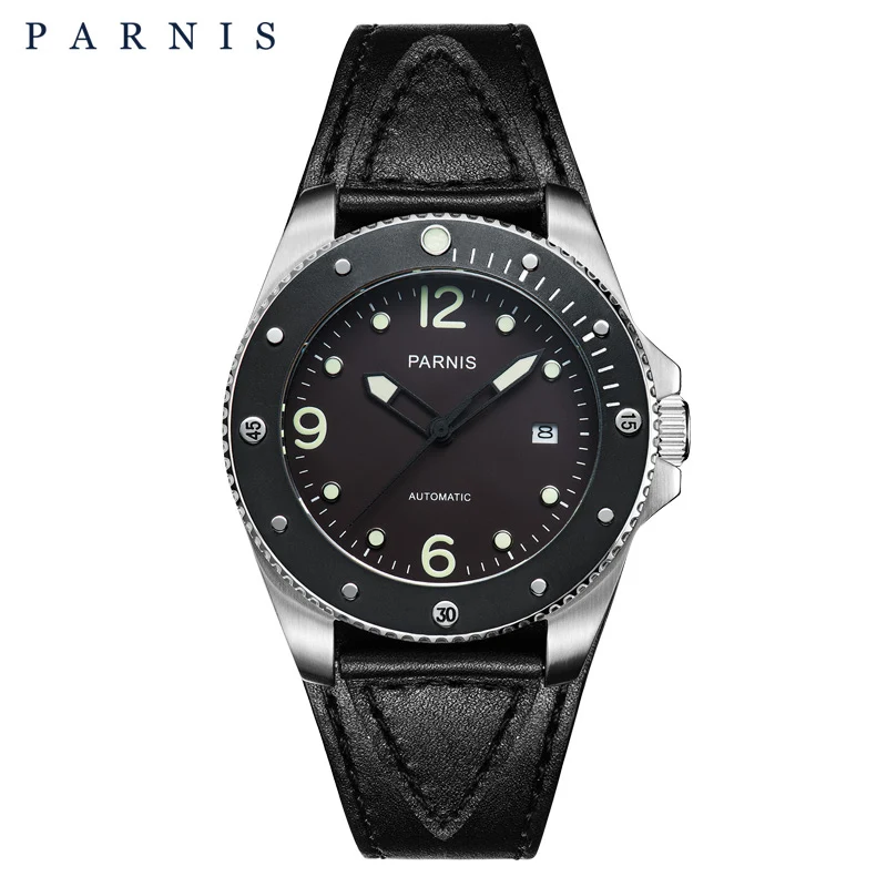 Parnis, 43 мм, мужские часы, механические, повседневные, вращающиеся, с керамическим ободком, для спорта, дайвер, автоматические часы Miyota 8215, для мужчин, подарок для мужчин - Цвет: coffee dial