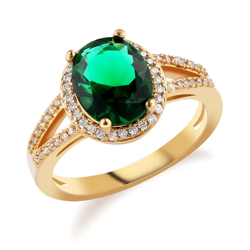 Женское кольцо на палец BUDONG Infinity овальное зеленого цвета с цирконием|anel feminino|women