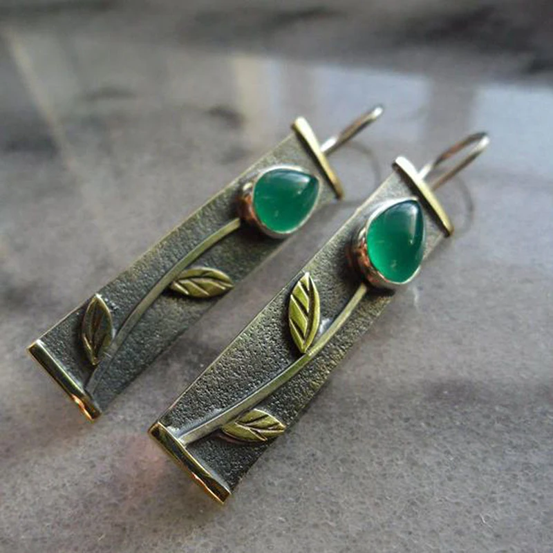 Женские винтажные серьги в форме листа длинные с цветами ювелирные изделия