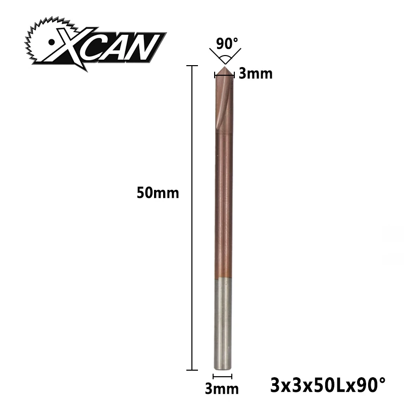 3xD3x50L XCAN 1 шт. 3-12 мм 2 флейты 90 градусов фаска Концевая фреза ЧПУ фреза TiCN с покрытием карбида Концевая фреза Фаски Фреза - Длина режущей кромки: 3xD3x50L