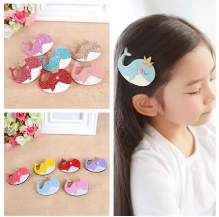 

50pcs/lot New Shiny Crown dolphin Cartoon Hair Clip Kids Hairclips Girls hairclips turban Hair clip