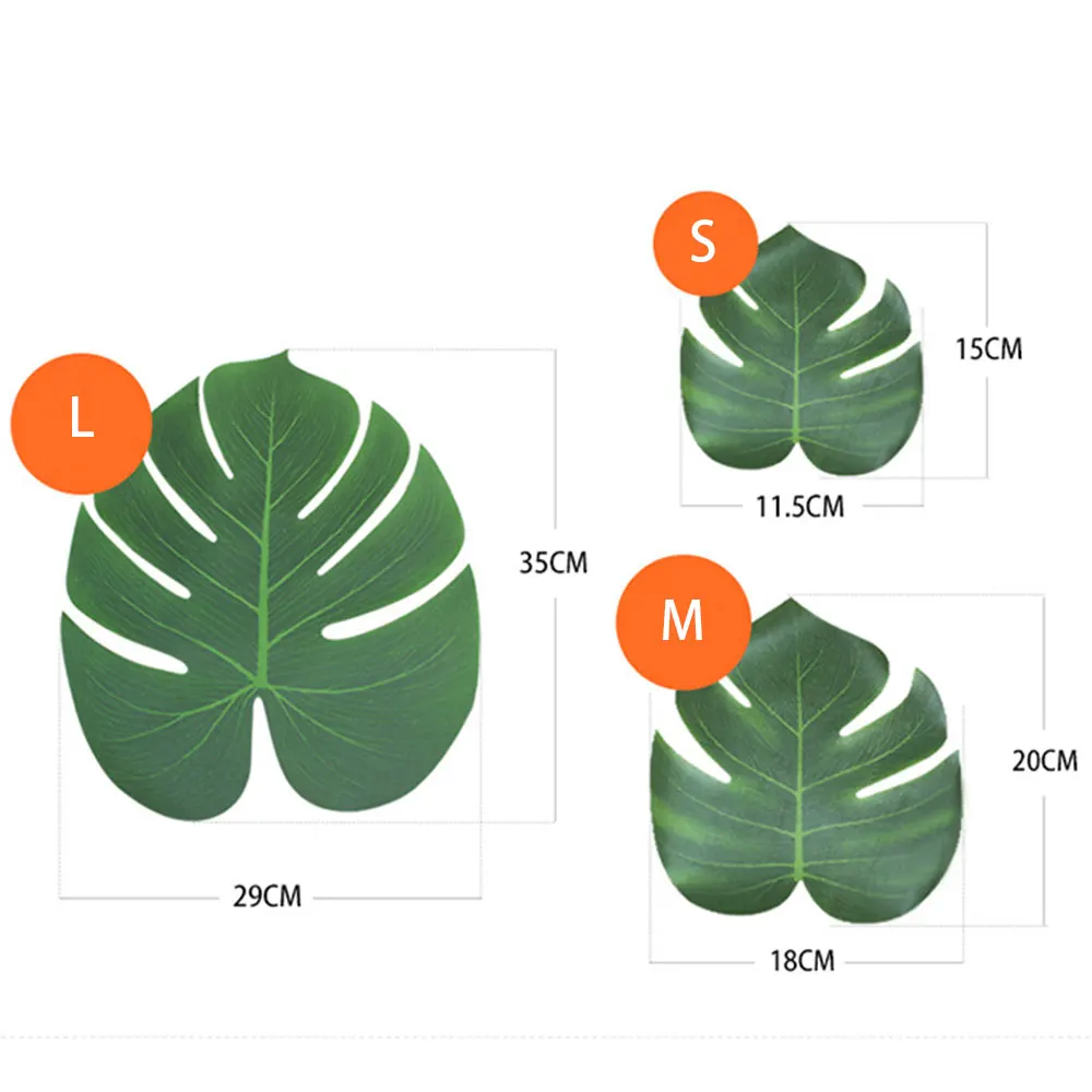 

Wedding Party Decoration Fabric Artificial Plants Leaves Hawaiian Jungle Beach Theme Party Fake Plants Outdoor Table Decor