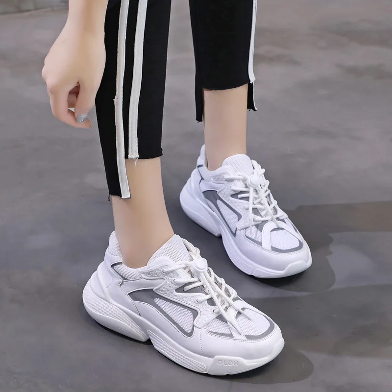 Кроссовки женские из натуральной кожи на платформе повседневная Брендовая обувь