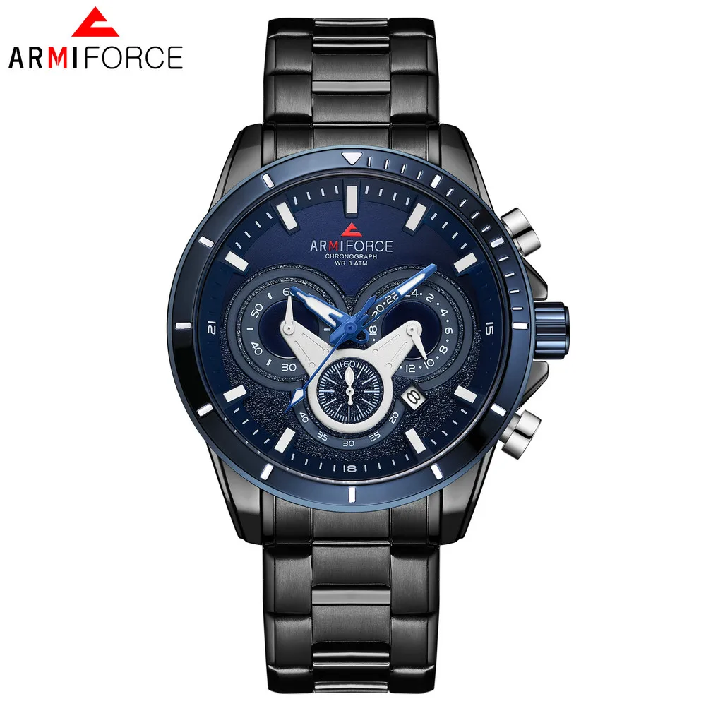 ARMIFORCE модные спортивные часы мужские Кварцевые военные черные хронограф из