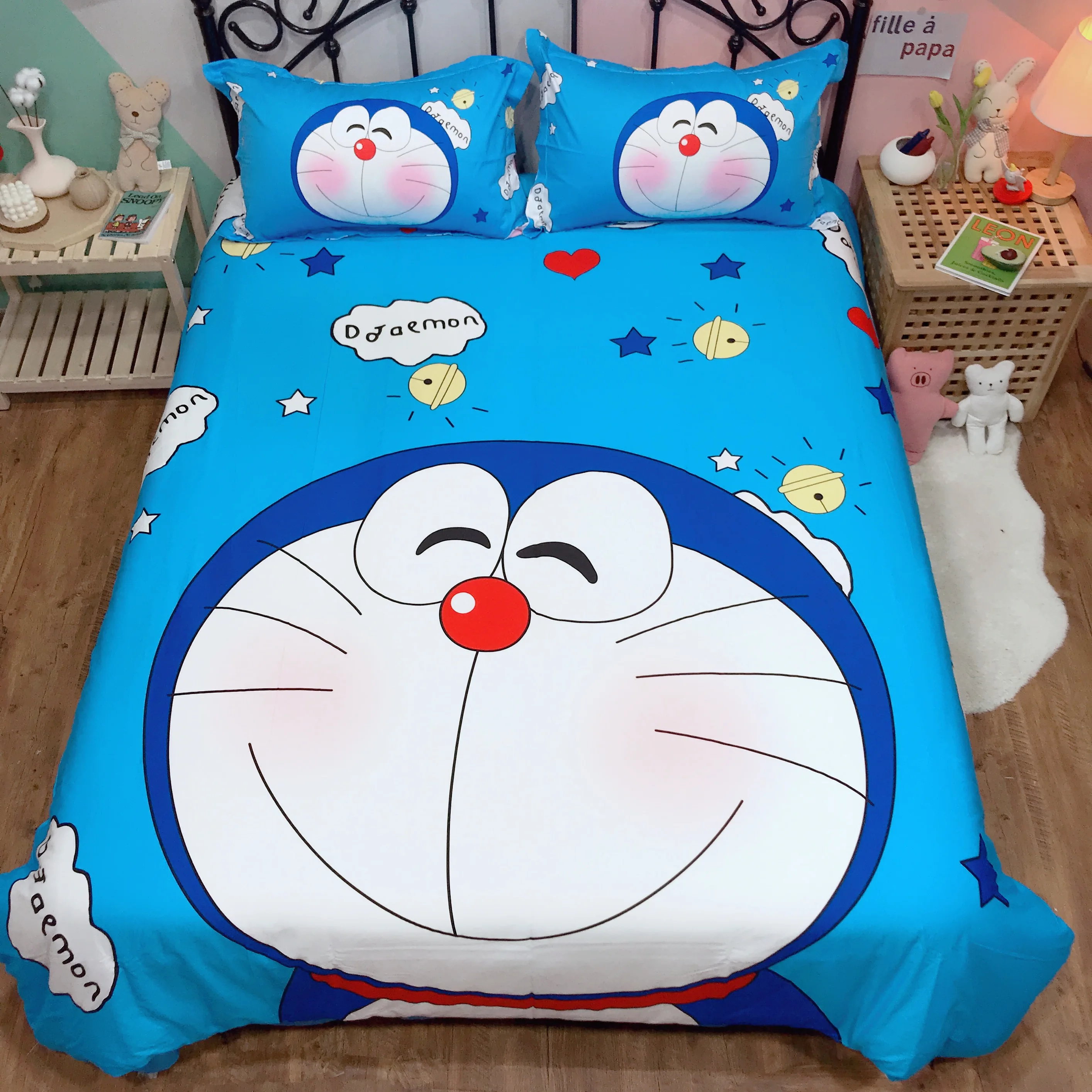 Роскошный комплект постельного белья Doraemon детское чистое хлопковое стеганное