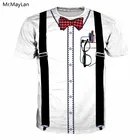 Футболка Мужскаяженская с имитацией галстука-бабочки, ручки с 3D-принтом, белая хипстерская уличная одежда в стиле хип-хоп, 5XL