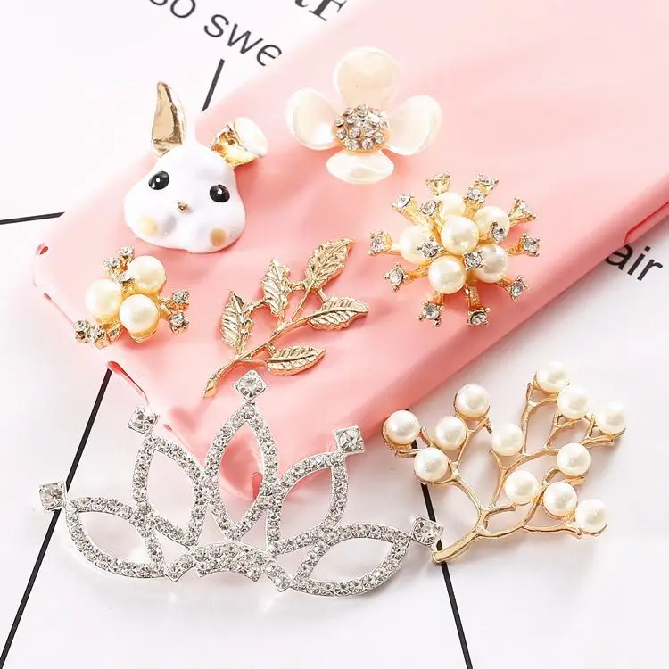 20 шт./лот металлические пуговицы с кристаллами и жемчугом для свадьбы ручная