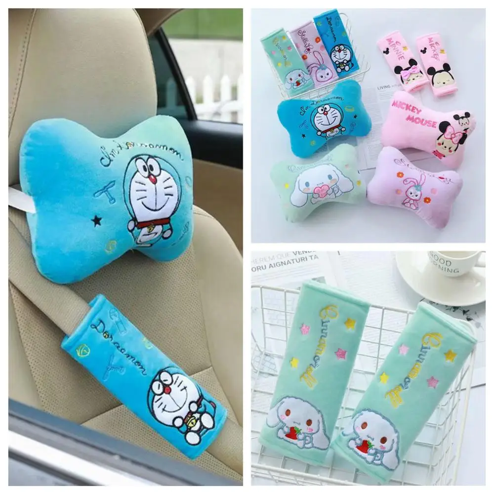 1 пара caroon Стелла Cinnamoroll Собака Дораэмон автомобиль плюшевая подушка для шеи Покрытие ремня безопасности Новинка детская мягкая игрушка