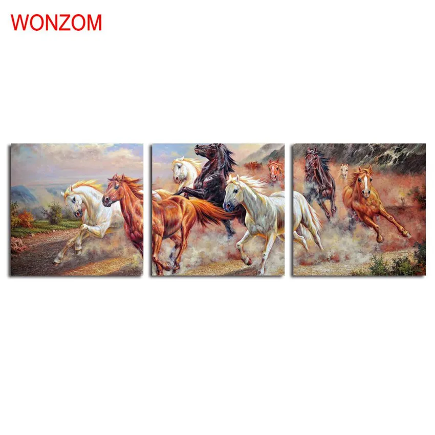 

Бегущие лошади, 3 шт., картины на холсте с животными в рамке, современные настенные рождественские картины на холсте для домашнего декора, вы...