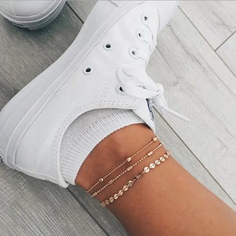 Fashionable and fashionable suit copper bead chain handmade sequinned foot summer gift beach multi-layer | Украшения и аксессуары