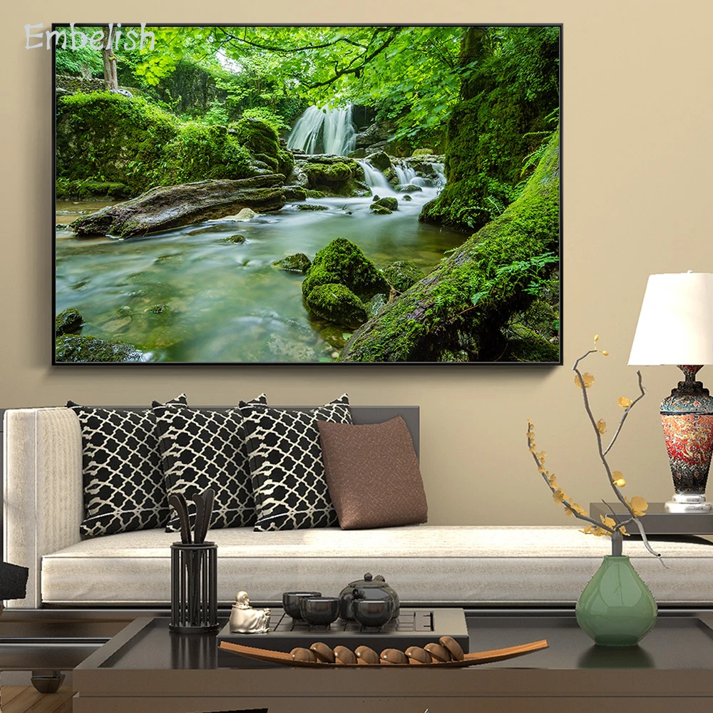 

Embelish 1 Pieces Landscape Wall Art Pictures For Living Room Rock And Waterfall HD Print Canvas Paintings Home Decor Posters