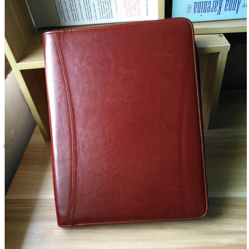 wine red A А4 Молния бизнес-менеджер папка для документов сумка для документов соглашение ход Органайзер папки padfolio счета ipad карманный зажим для бумаги 480C - Цвет: wine red A