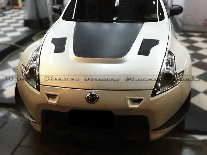 Car-styling Carbon Fiber Front Bumper Duct Set Glossy Fibre Finish Air Vent Accessories Racing Trim Fit For Nissan 370Z Z34 | Автомобили и