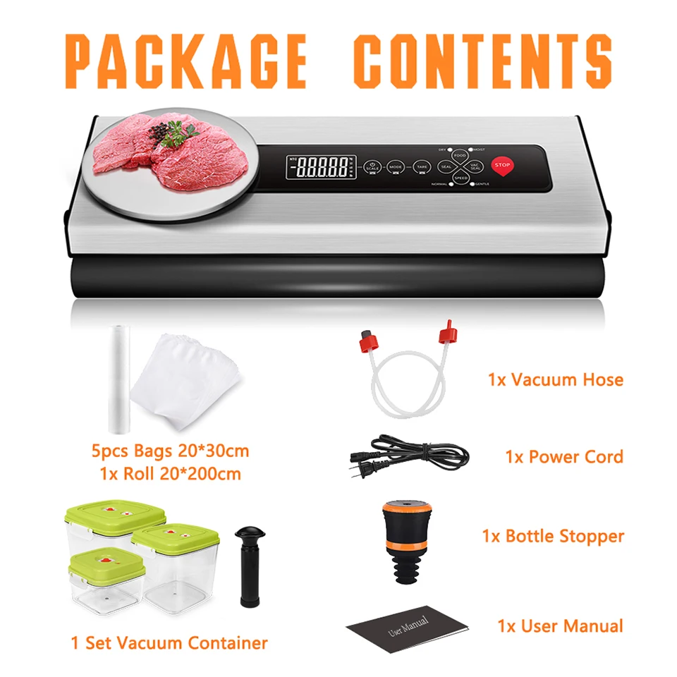 LAIMENG Vacuum Sealer Machine With Food Grade Container Bags Packaging For Packer Packing Baking Cooking S212 | Бытовая техника