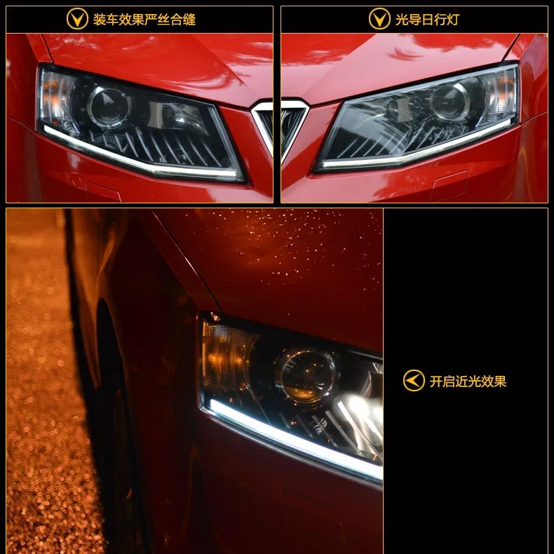 KOWELL автомобильный Стайлинг для Skoda Octavia фары- Octavia светодиодный фонарь светодиодный DRL Биксеноновые линзы Высокий Низкий луч парковка