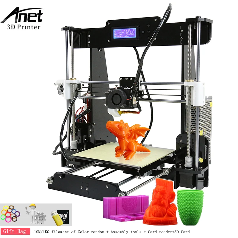 Anet нормальный A8 3d принтер большой размер печати высокая точность Reprap i3 DIY 3D набор