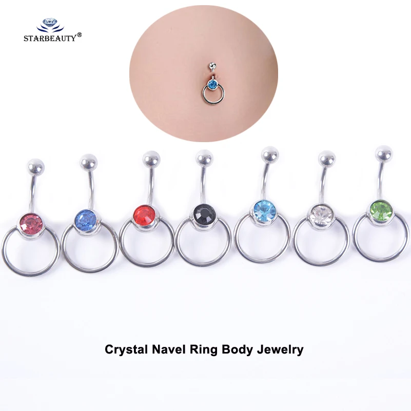 

1pc Round Blue Crystal Ball Belly Piercing Ombligo Navel Piercing Belly Ring Stainlss Steel Belly Button Rings Body Jewelry Gift