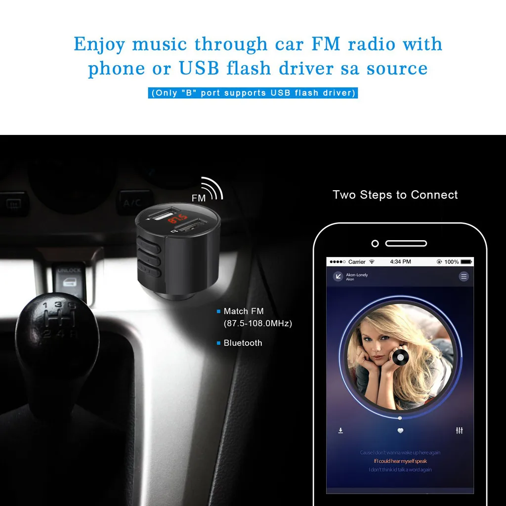 Автомобильный комплект громкой связи беспроводной Bluetooth fm-передатчик ЖК MP3-плеер USB зарядное устройство 3.1A Hands Free