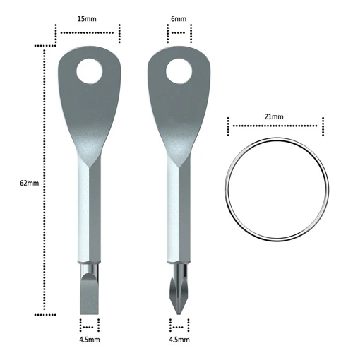Silver 1 набор из нержавеющей стали мини EDC многофункциональная отвертка Ключ Форма шлицевая брелок с отвертками карманный инструмент для ремонта - Цвет: Silver