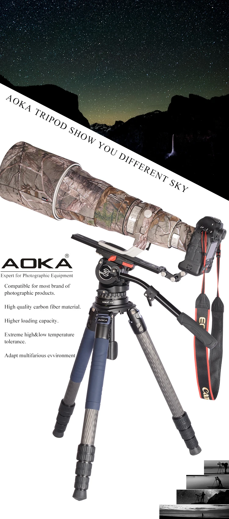 AOKA профессиональный тяжелый стойкость к большим нагрузкам 30kgs гибкий систематических stativ углеродного волокна большой штатив-Трипод для путешественника