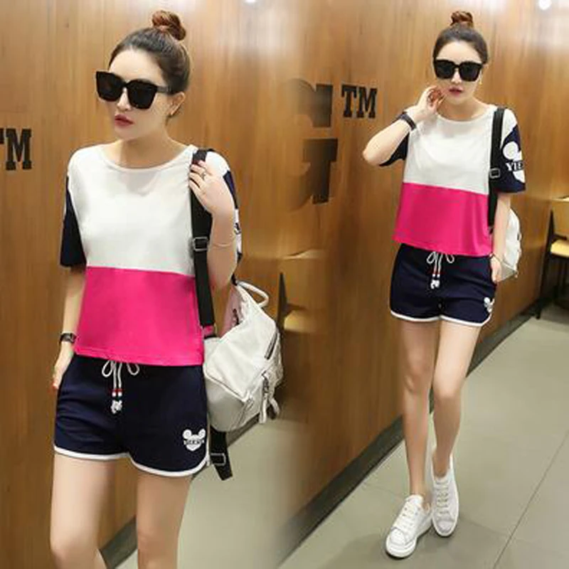 Uninice женщины лето 2017 мода коротким рукавом футболка топ и Шорты 2 Шт. Костюмы для