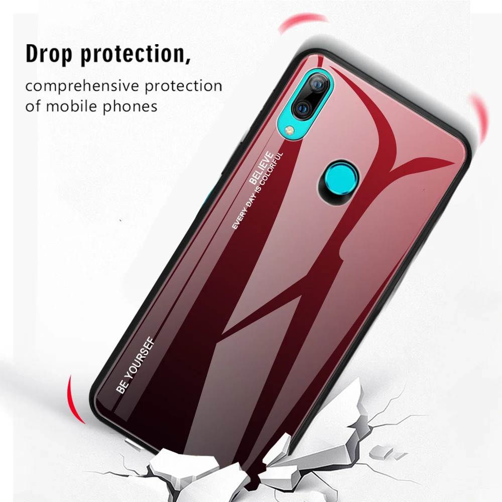 Для Huawei P Smart Z чехол для телефона градиентное закаленное стекло Y9 Prime 2019 TPU