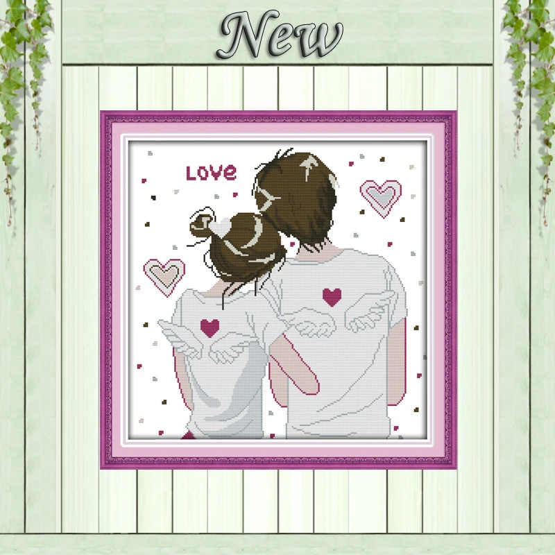 Картина моя жизнь рисунок влюбленных пар Счетный принт на ткани 14CT 11CT DMC наборы