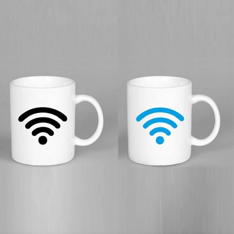 Magic Color Change Morning Mug Wifi Signal Style Creative Ceramic Cup for Gift Hot Cold Water Color-Changeing 300ml TC007 | Дом и сад