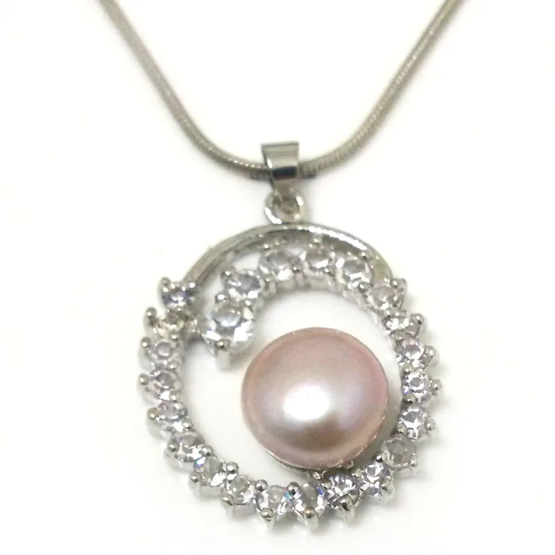 18 inches 20mmx30mmm Zirconia Circle Style 11-12mm Natural White Button Freshwater Pearl 925 Sterling Silver Charm Necklace | Украшения и